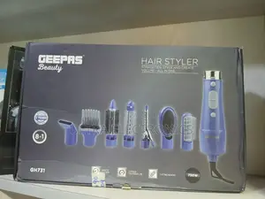 የፀጉር ማበጠሪያ Geepas Gh731 8-in-1 Hair Styler Set in Blue 750w Motor.
