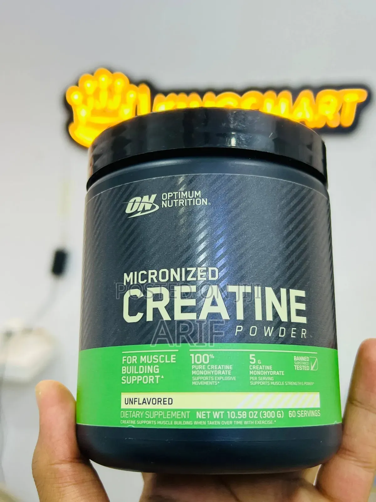 Micronised Creatine Monohydrate Net Wt 300gm 60 Serving Optimum Nutri
