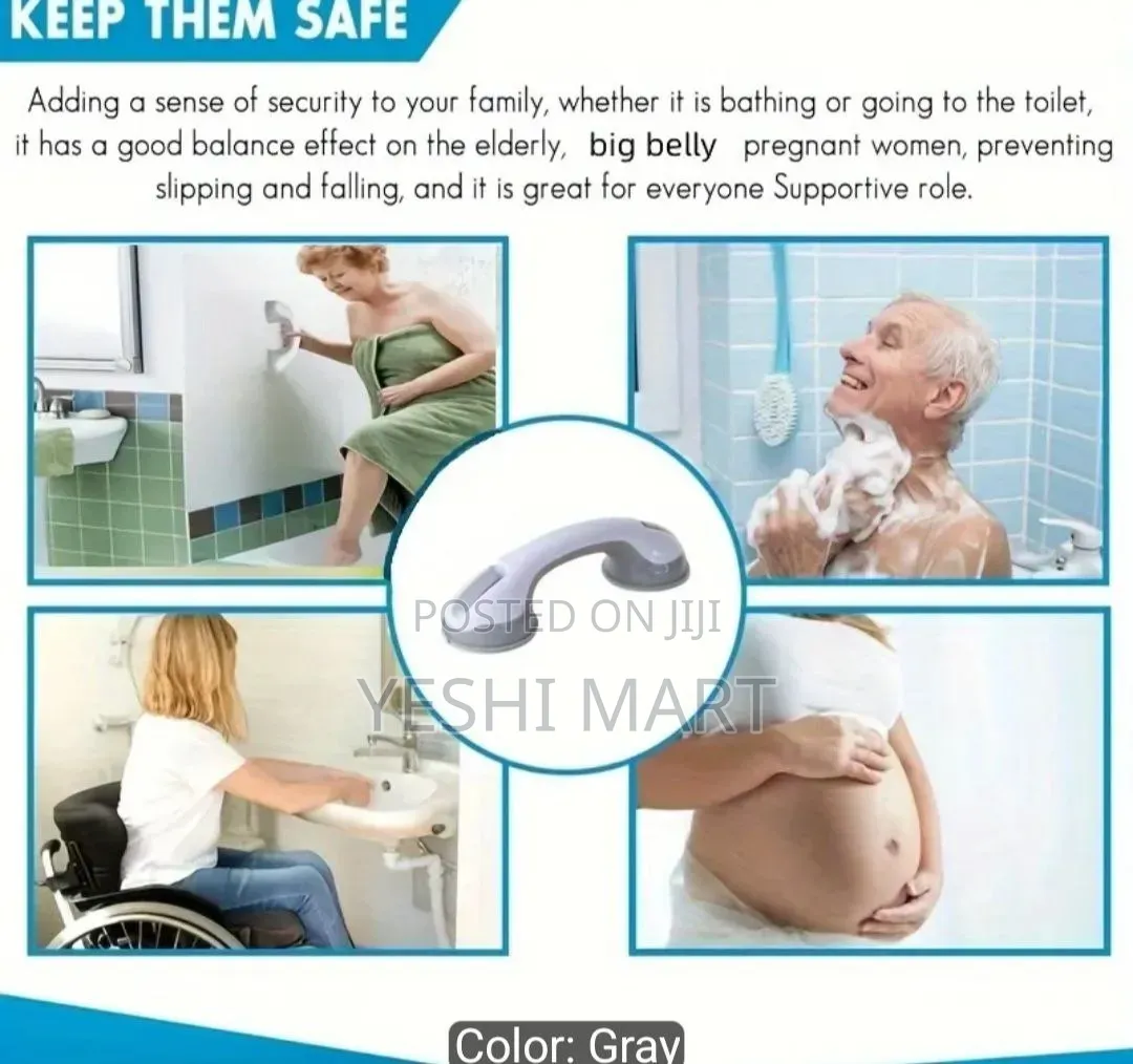 Suction Cup Bathroom Grab Bar - Non-Slip Safety Handle, No Drilling