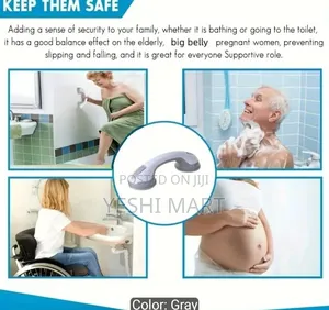 Suction Cup Bathroom Grab Bar - Non-Slip Safety Handle, No Drilling