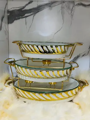 3-Piece Ceramic Chafing Dish Set ባለ 3 ደረጃ የምግብ ማቅረቢያ