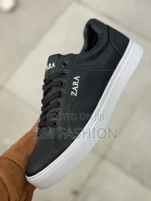 Zara Black Pebbled Leather Sneakers