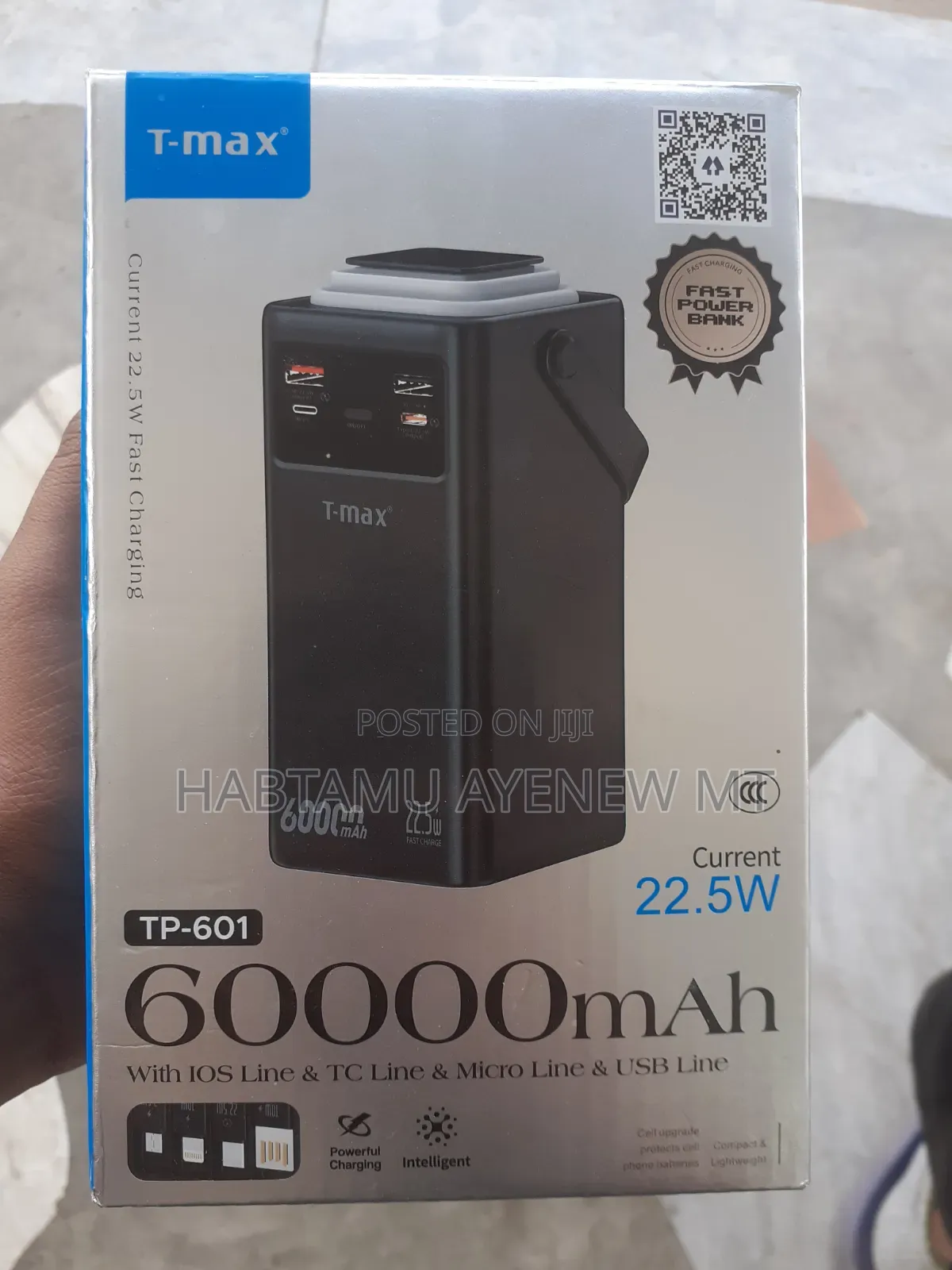 ከ 12 ስልክ በላይ መሙላት የሚችል ፓወር ባንክ T-max 60,000 Mah Power Bank