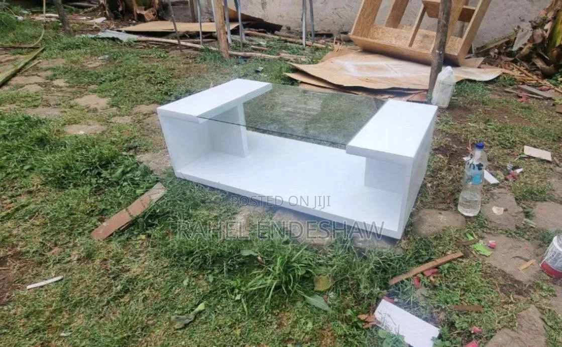Classic MDF With Glass Sofa Table