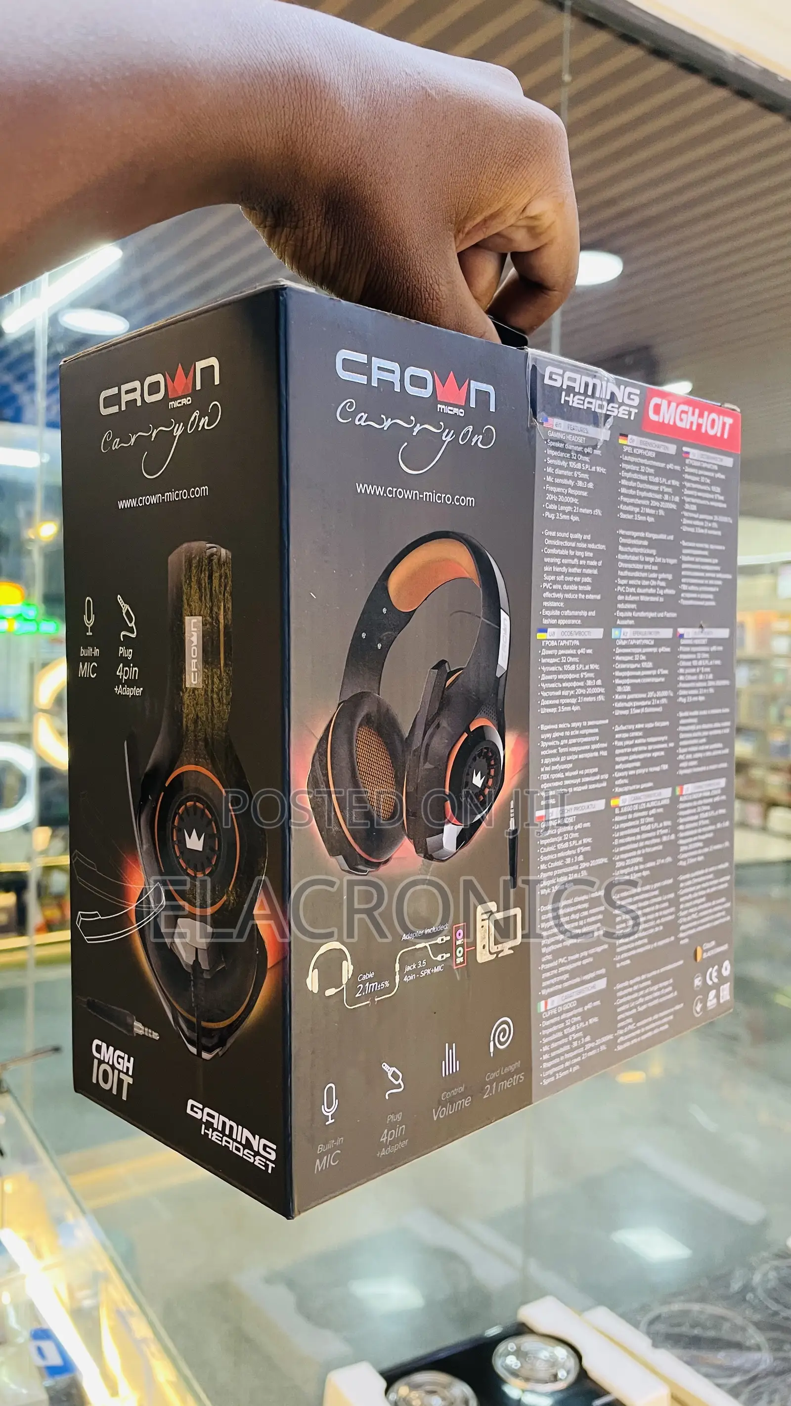 Crown Micro Gaming Headset With Mic - CMGH 101t - New