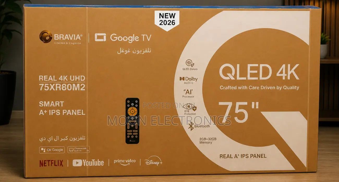 Bravia 75 inches Qled Smart Google Tv (2026 Model) – Moon Electronics
