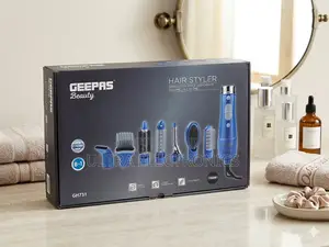 Geepas Gh731 8-in-1 Hair Styler in Blue With a 750w Power Rating.
