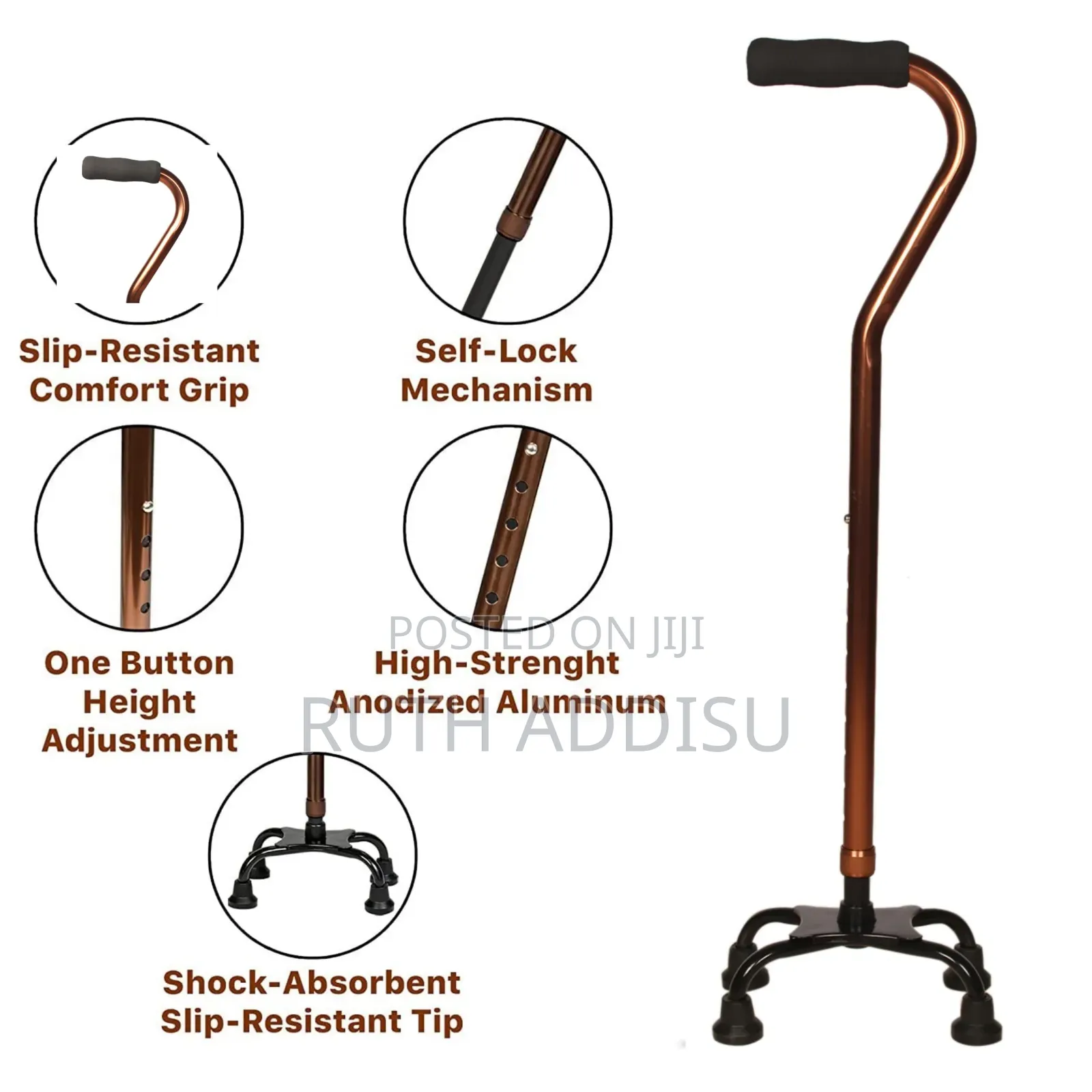KGN Surgical Premium Ws 00pper Cane3 Hight Adjustable Aluminum(Co