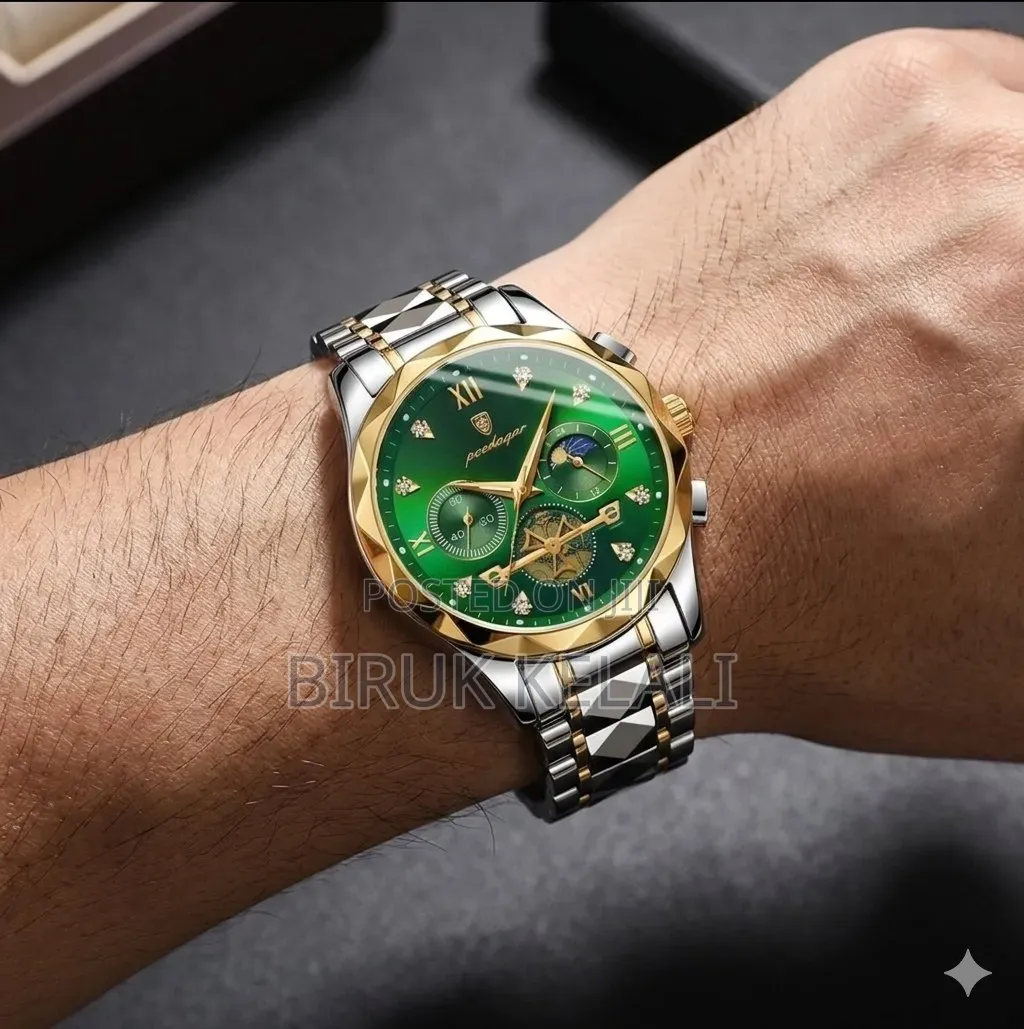 Poedagar 996 Luxury Quartz Wristwatch Featuring a Two-Tone Silver