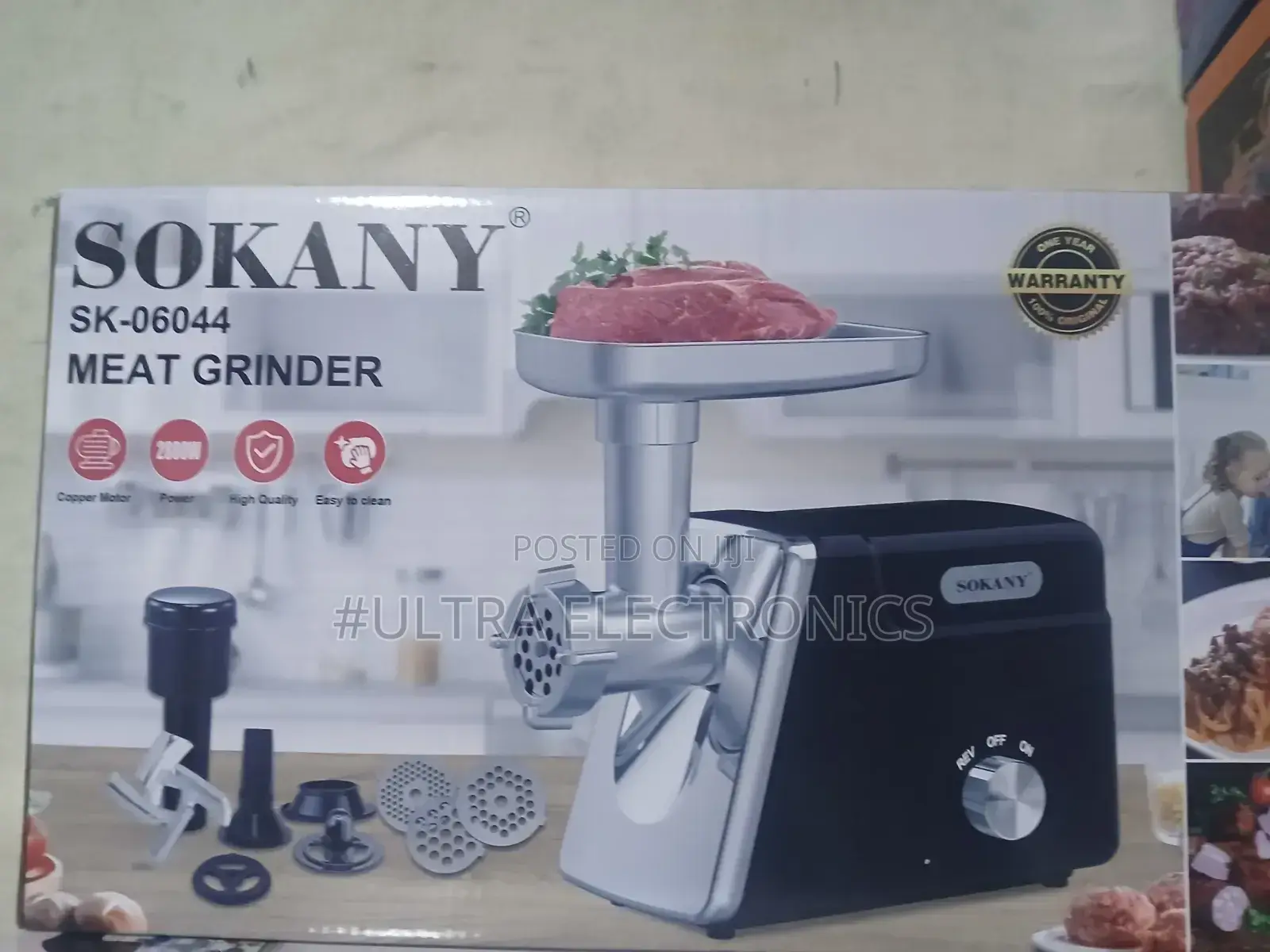 Boma Electric Meat Grinder Featuring A Stainless Steel Head And Black