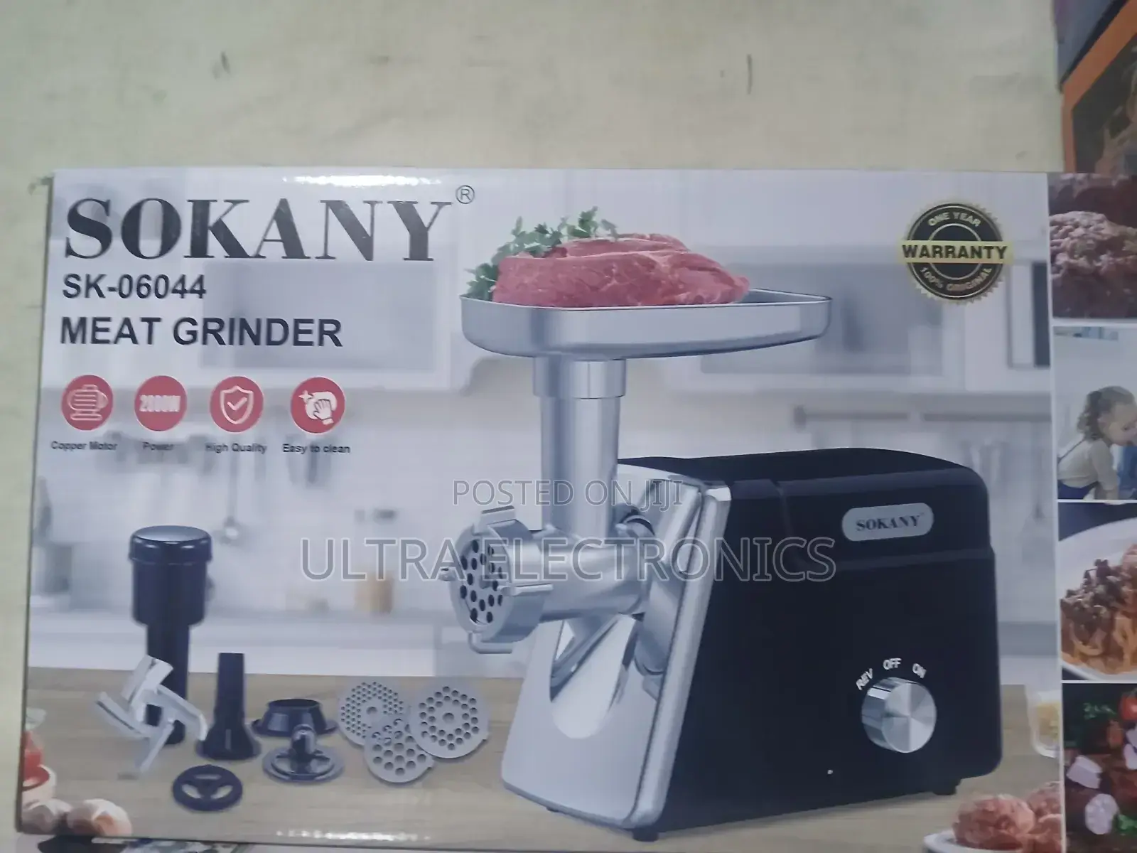 Boma Electric Meat Grinder Featuring A Stainless Steel Head And Black