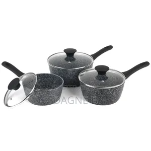 Momcoc 9-Piece Granite-Coated Non-Stick Cookware Set ማምኮክ ባለ 3 ደረጃ ድስት