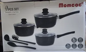 Momcoc 9-Piece Granite-Coated Non-Stick Cookware Set ማምኮክ ባለ 3 ደረጃ ድስት