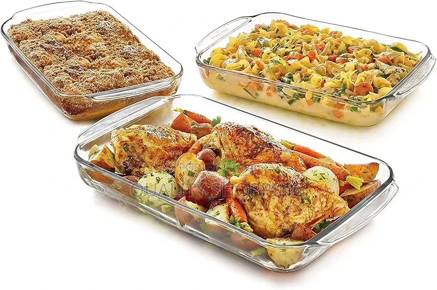 Tempered Glass Bakeware Set 3pcs የመስታዎት ፓትራዎች