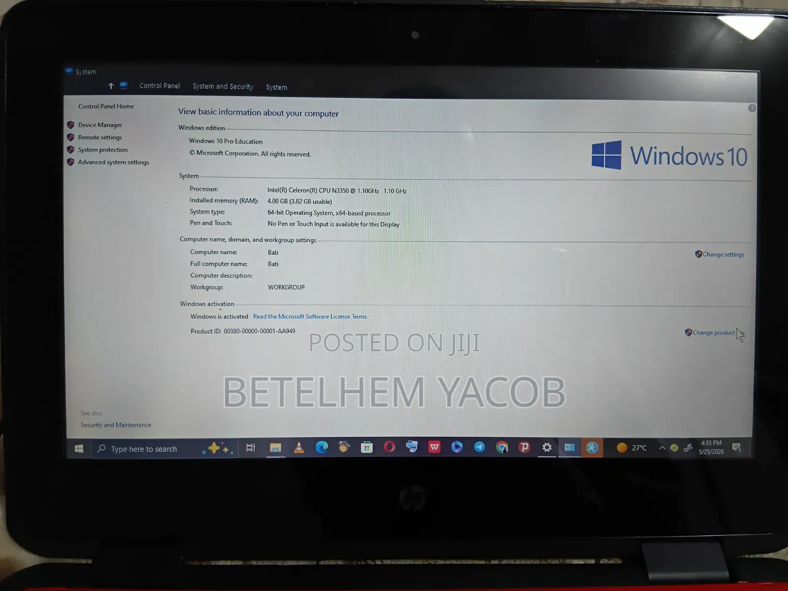 Laptop HP ProBook 11 X360 G1 EE 4GB Intel Celeron SSD 250GB