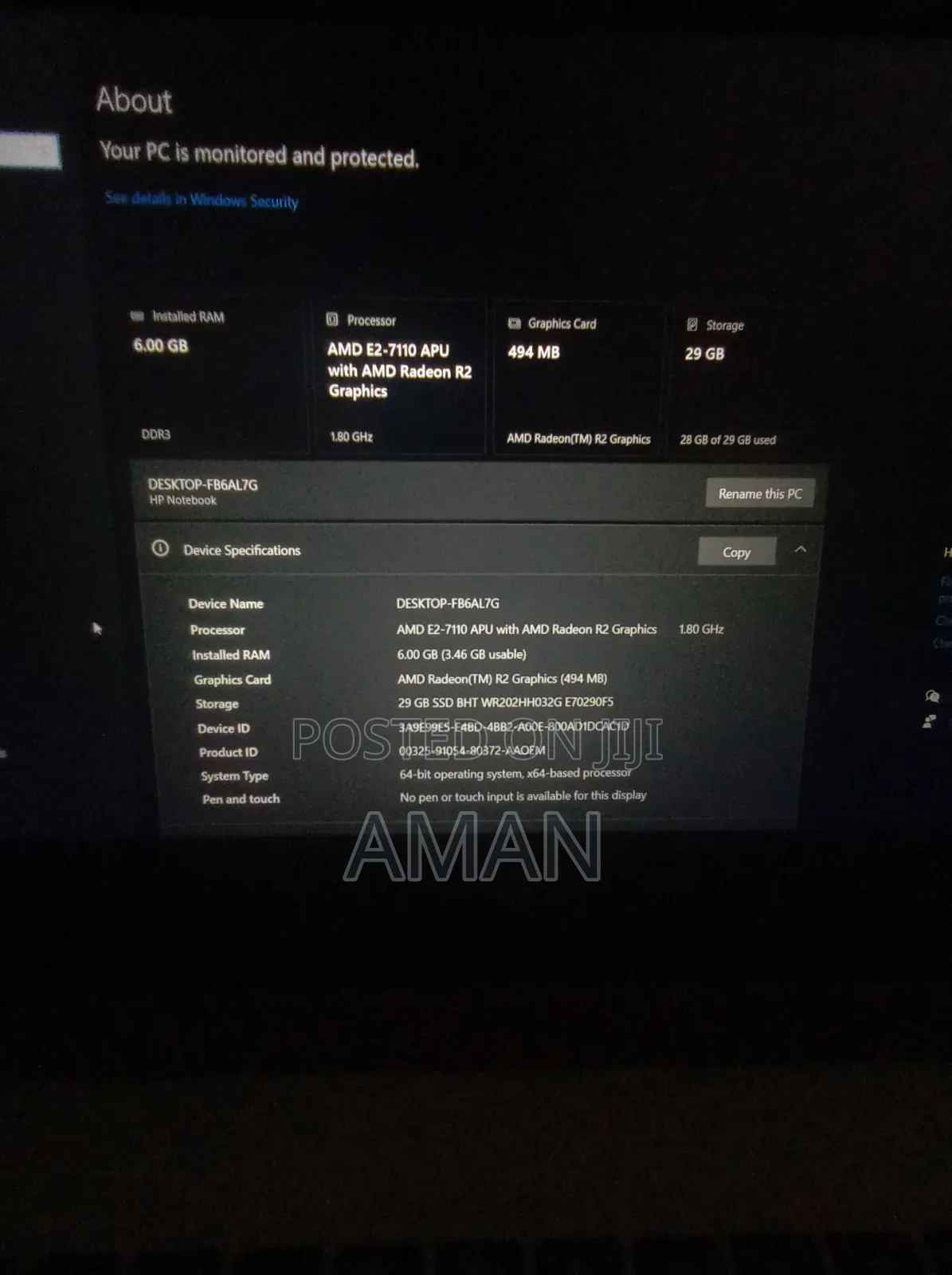 Laptop HP 6GB AMD A8 HDD 32GB
