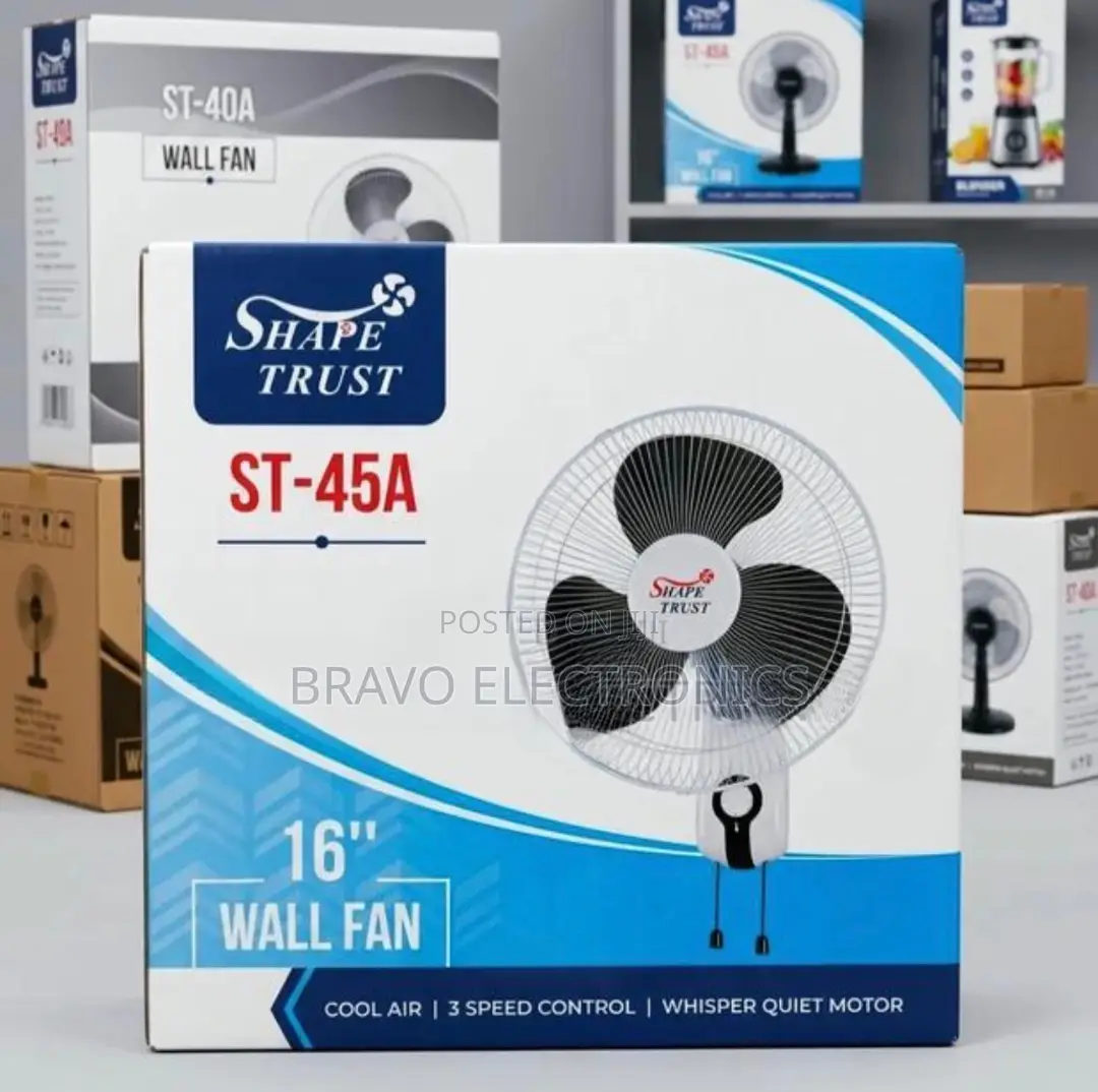 Shape Trust 16" Wall Fan – 3 Speed Control Whisper Quiet Motor
