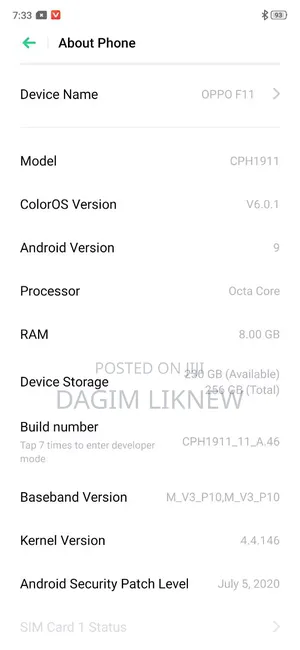 Oppo F11 256 GB Black
