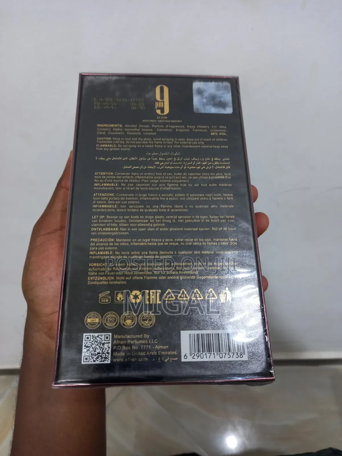 “Afnan 9 Pm Elixir Perfume”