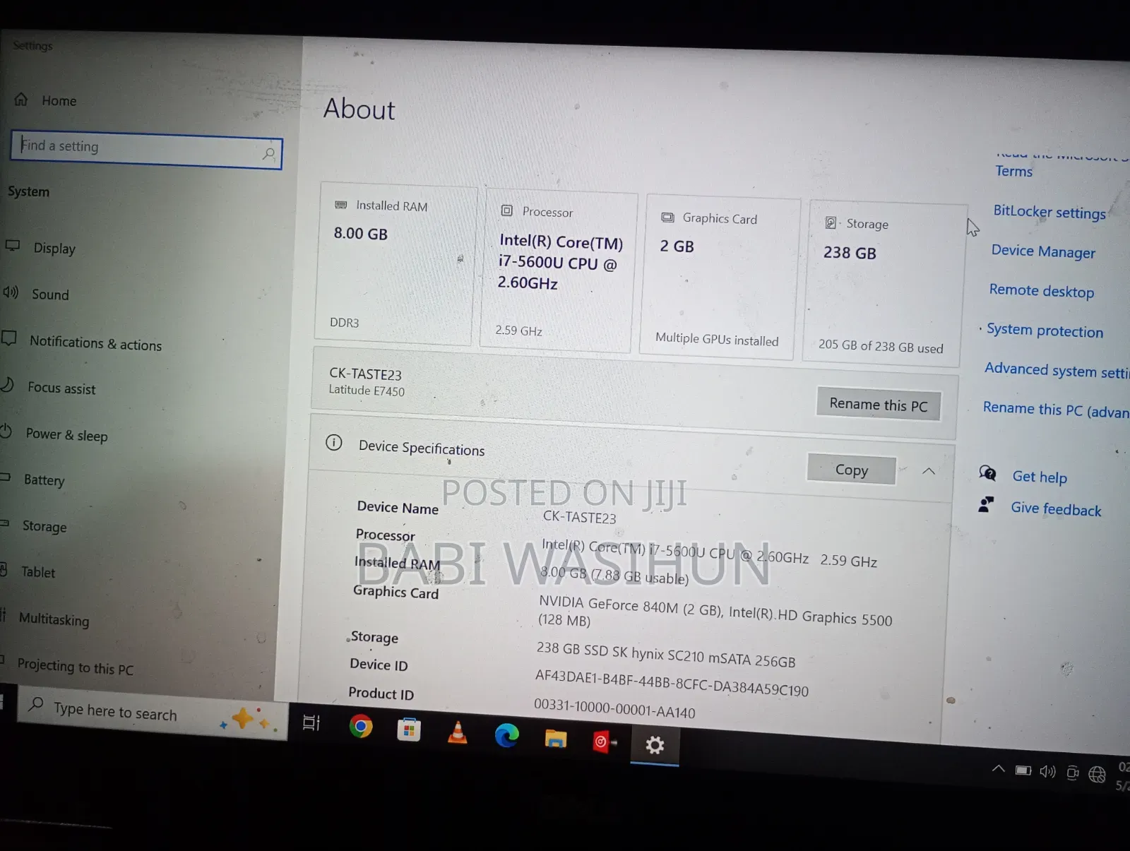 Laptop Dell Latitude E7450 8GB Intel Core i7 SSD 250GB