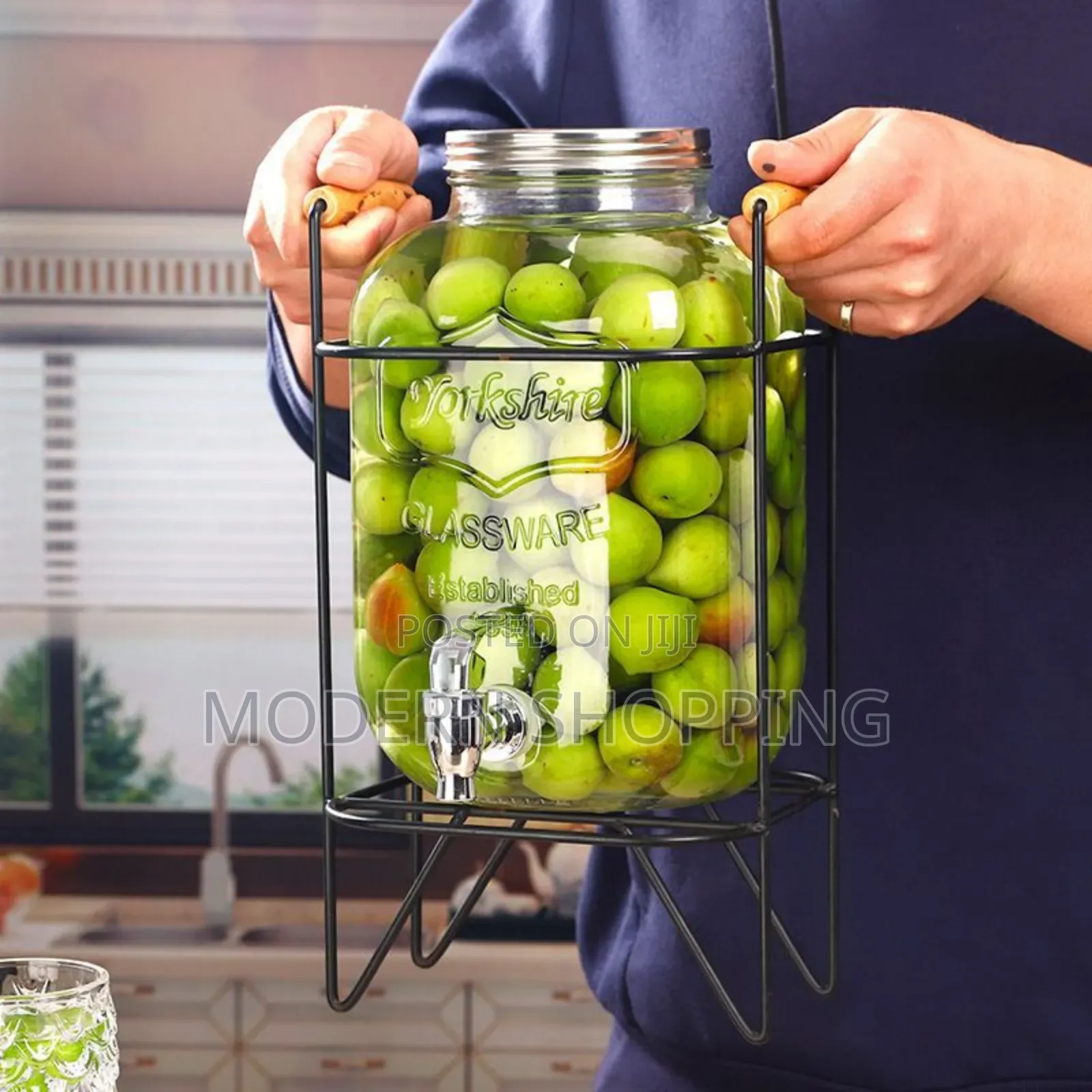 5l Glass Dispenser Jar With Rack