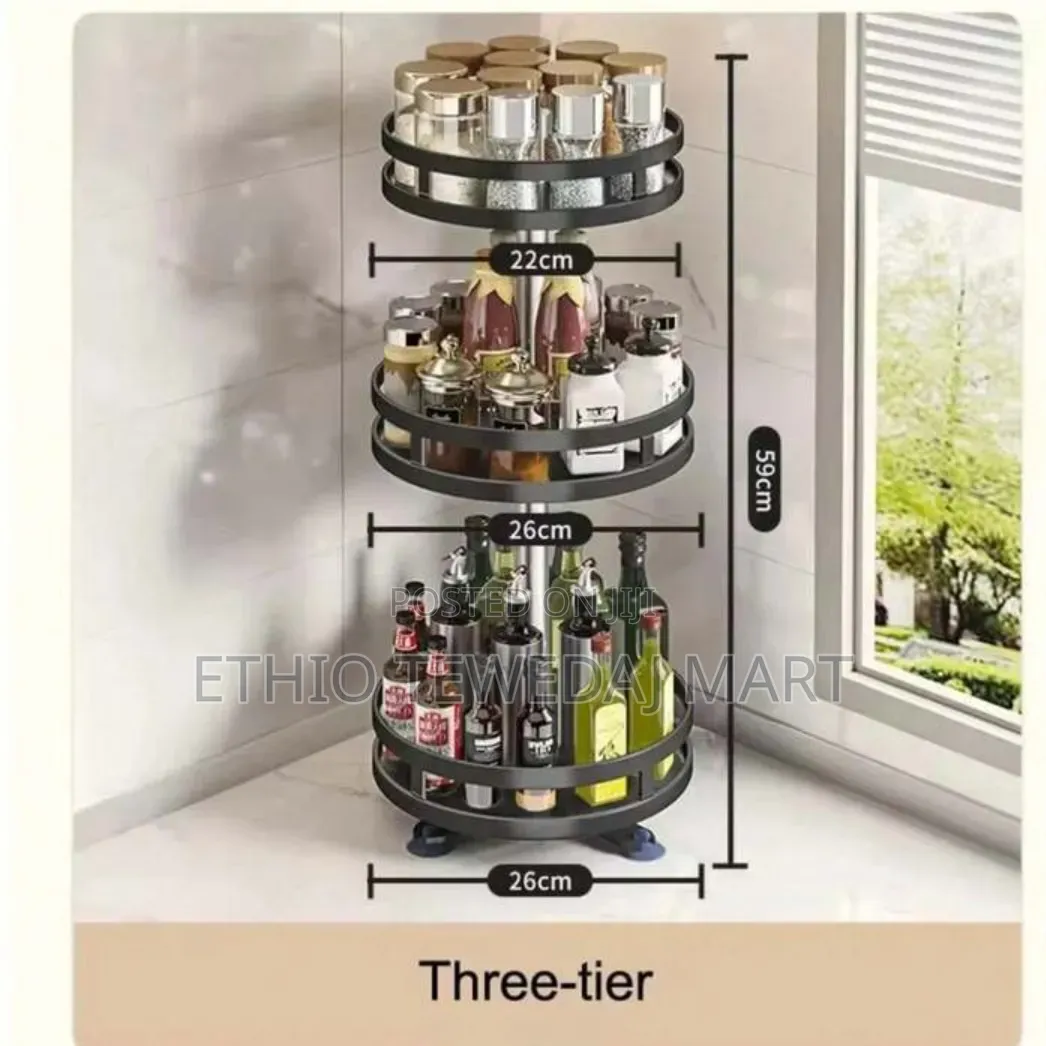 360° Rotating Spice Rack, Multifunctional Kitchen Organizer Tray