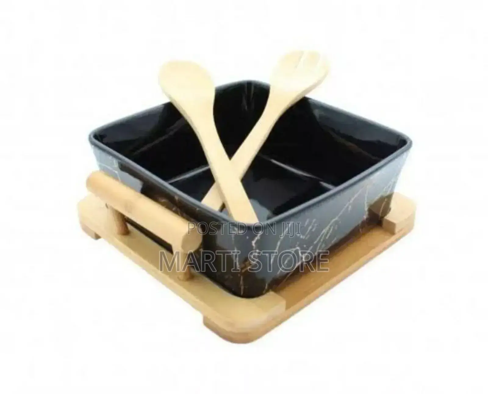 Ceramic Bowl With Bamboo Base