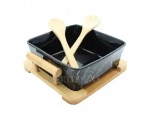 Ceramic Bowl With Bamboo Base
