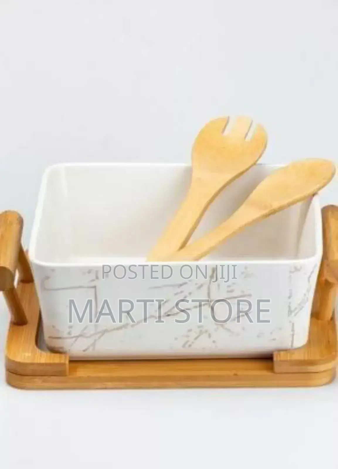 Ceramic Bowl With Bamboo Base
