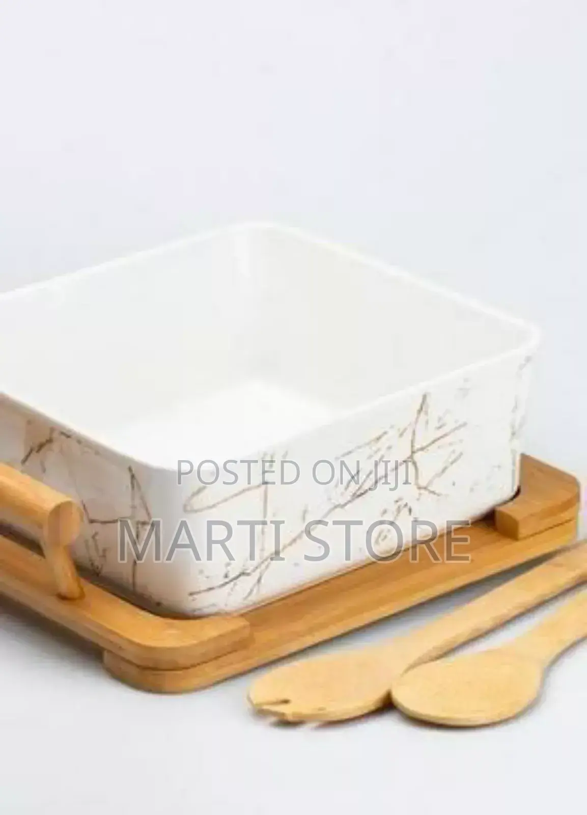 Ceramic Bowl With Bamboo Base