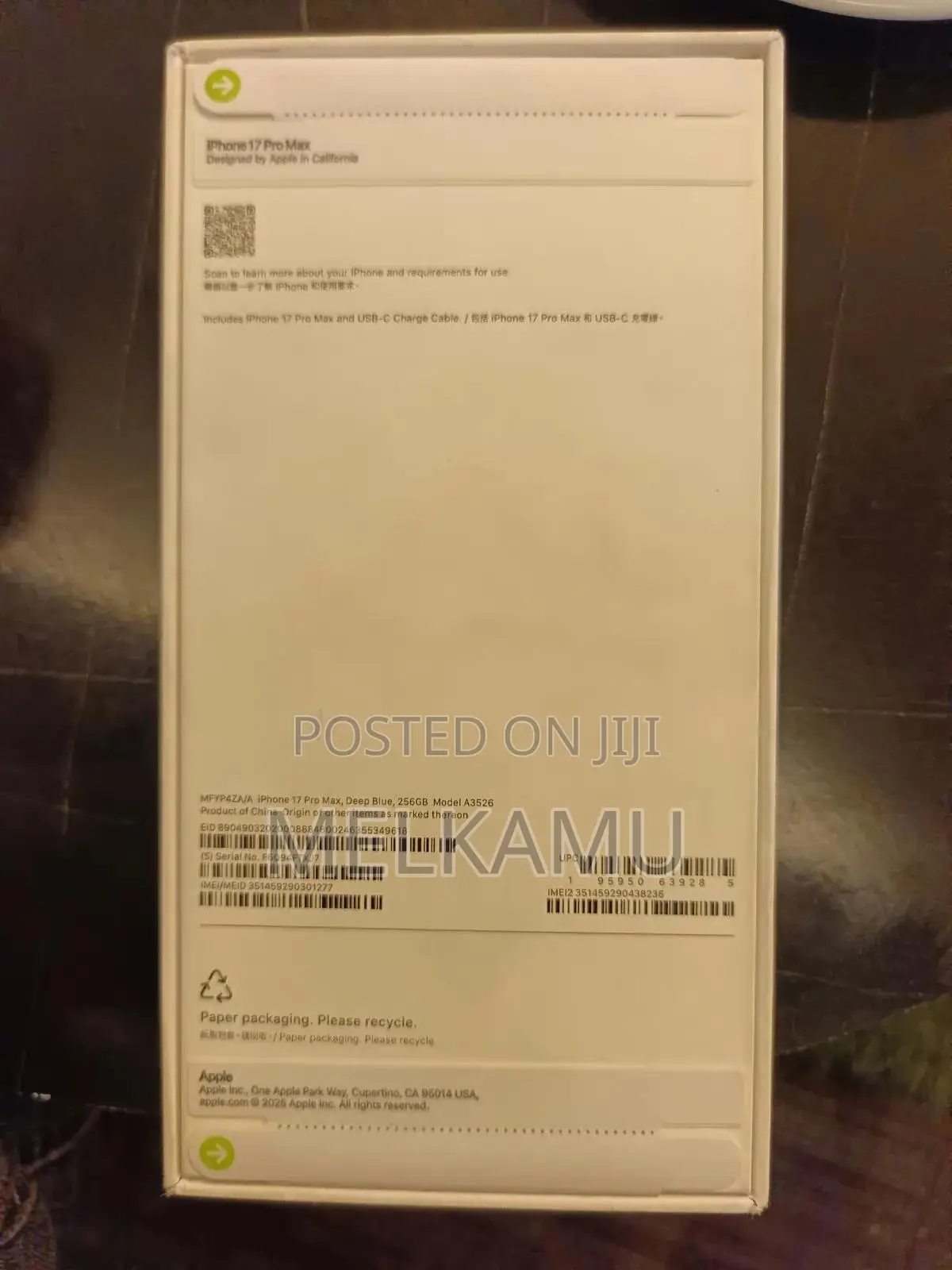 New Apple iPhone 17 Pro Max 256 GB Blue
