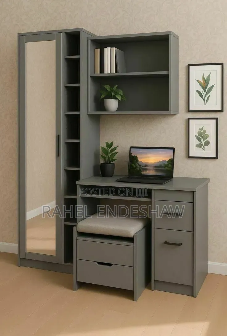 Gray Dressing Table With Study Desk