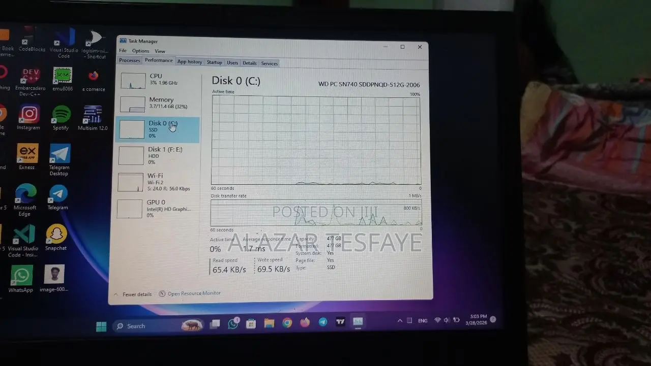Laptop Lenovo 12GB Intel Core i5 HDD+SSD 512GB