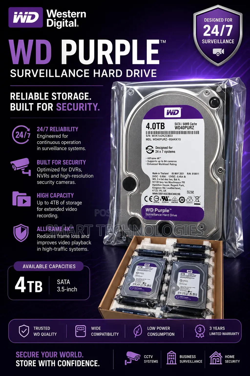 4tb Wd Purple Surveillance Hard Disk