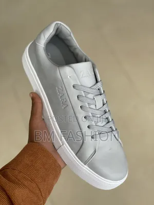 Zara Full Grey Smooth Low-Top Sneakers