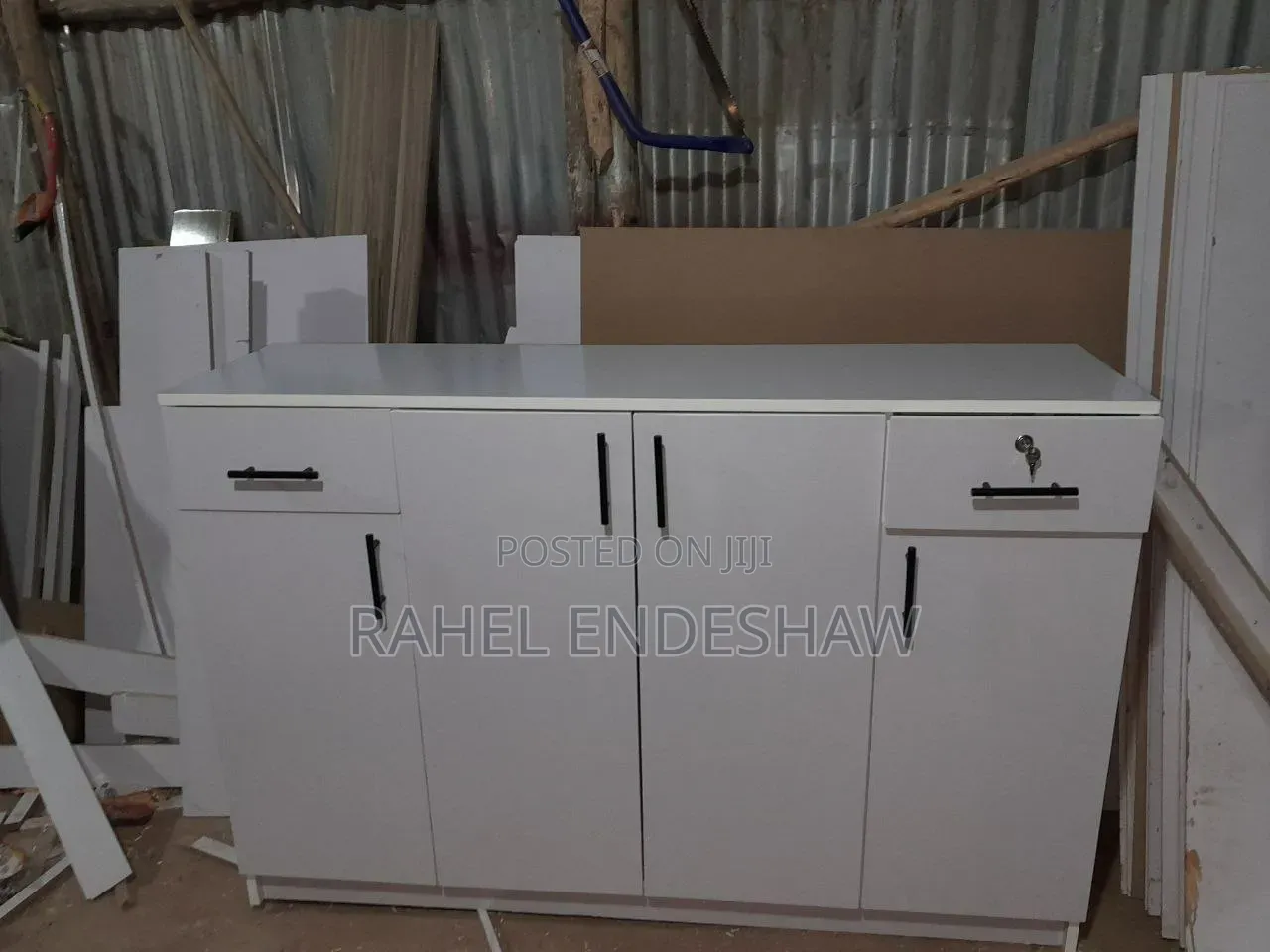 White Laminated Kitchen Cabinet
