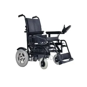 Black Foldable Electric Wheelchair, Featuring a Joystick Control Unit