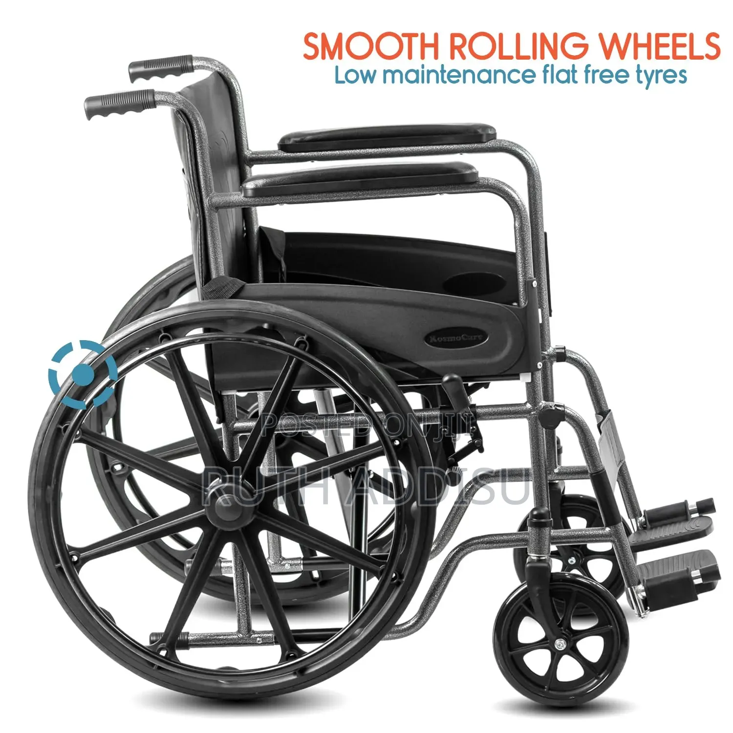 Kosmocare Dura Rexine Manual Wheelchair Featuring a Hammered Finish