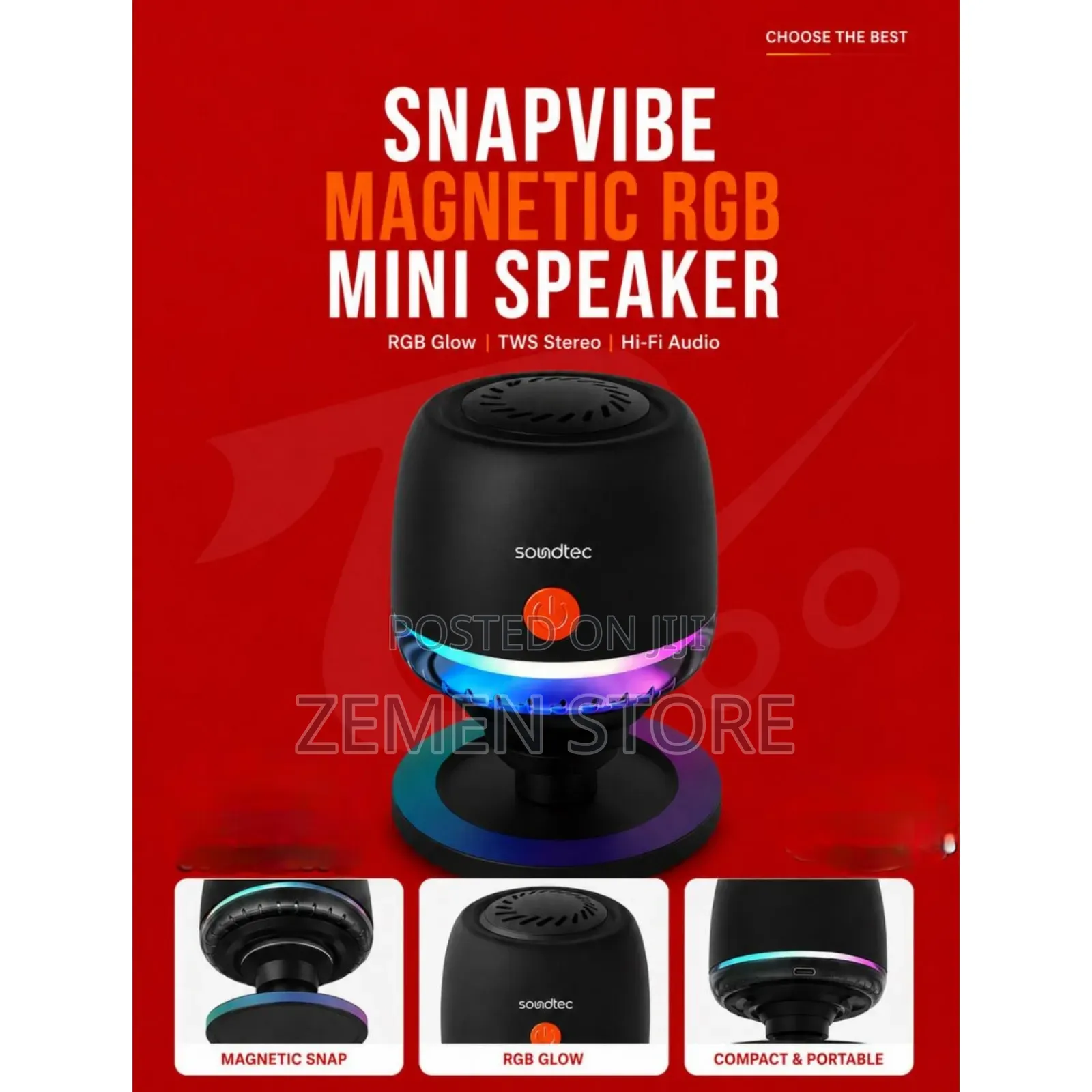 Soundtec Snapvibe Magnetic RGB Mini Speaker