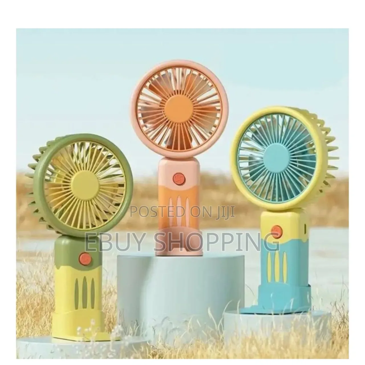 3-Speed Mini Fan: Desk Stand Handheld Combo