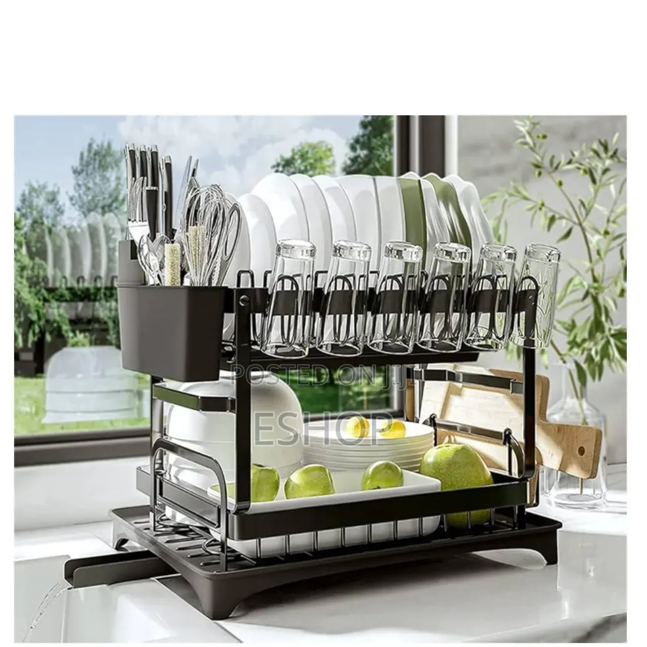 Anti-Rust 2-Tier Dish Stand – Modern, Minimalist Functional