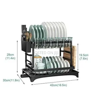 2-Tier Multi-Function Rack – Cutlery Holder + Plate Rack
