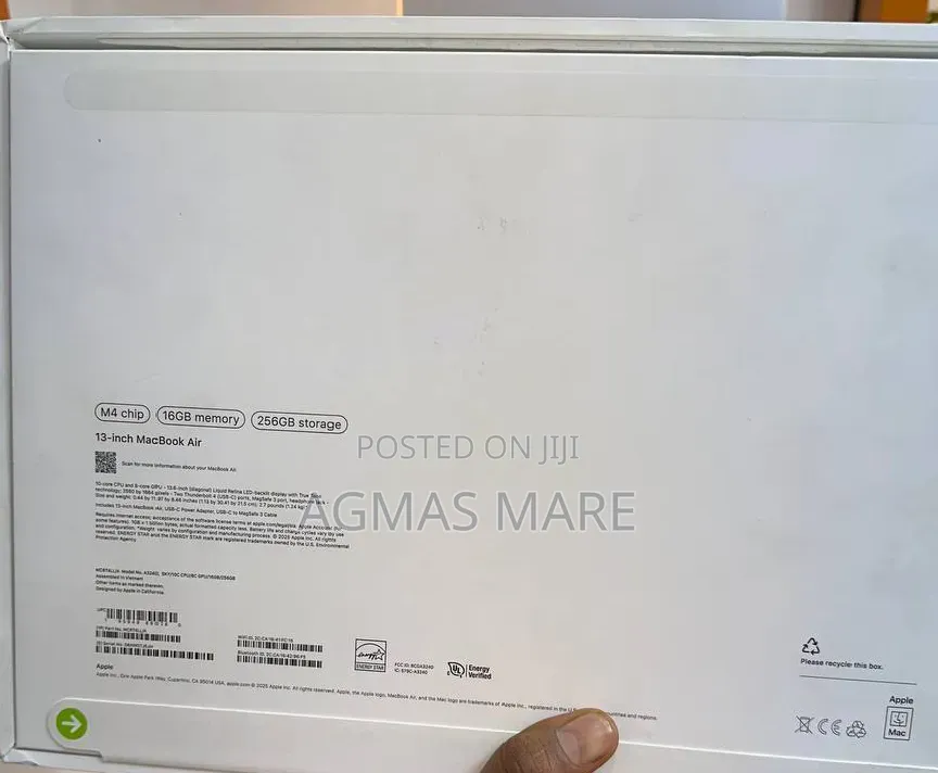 New Laptop Apple MacBook Air 2025 M4 13-inch 16GB Apple M4 SSD 256GB