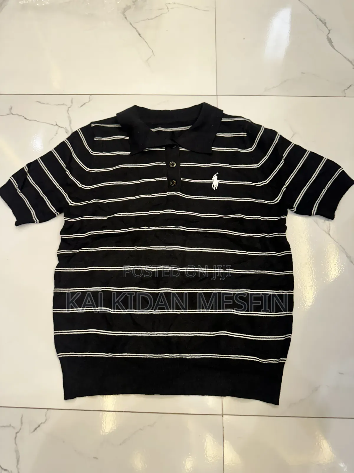 Classic Striped Polo Knit Top