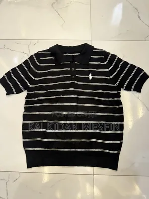 Classic Striped Polo Knit Top