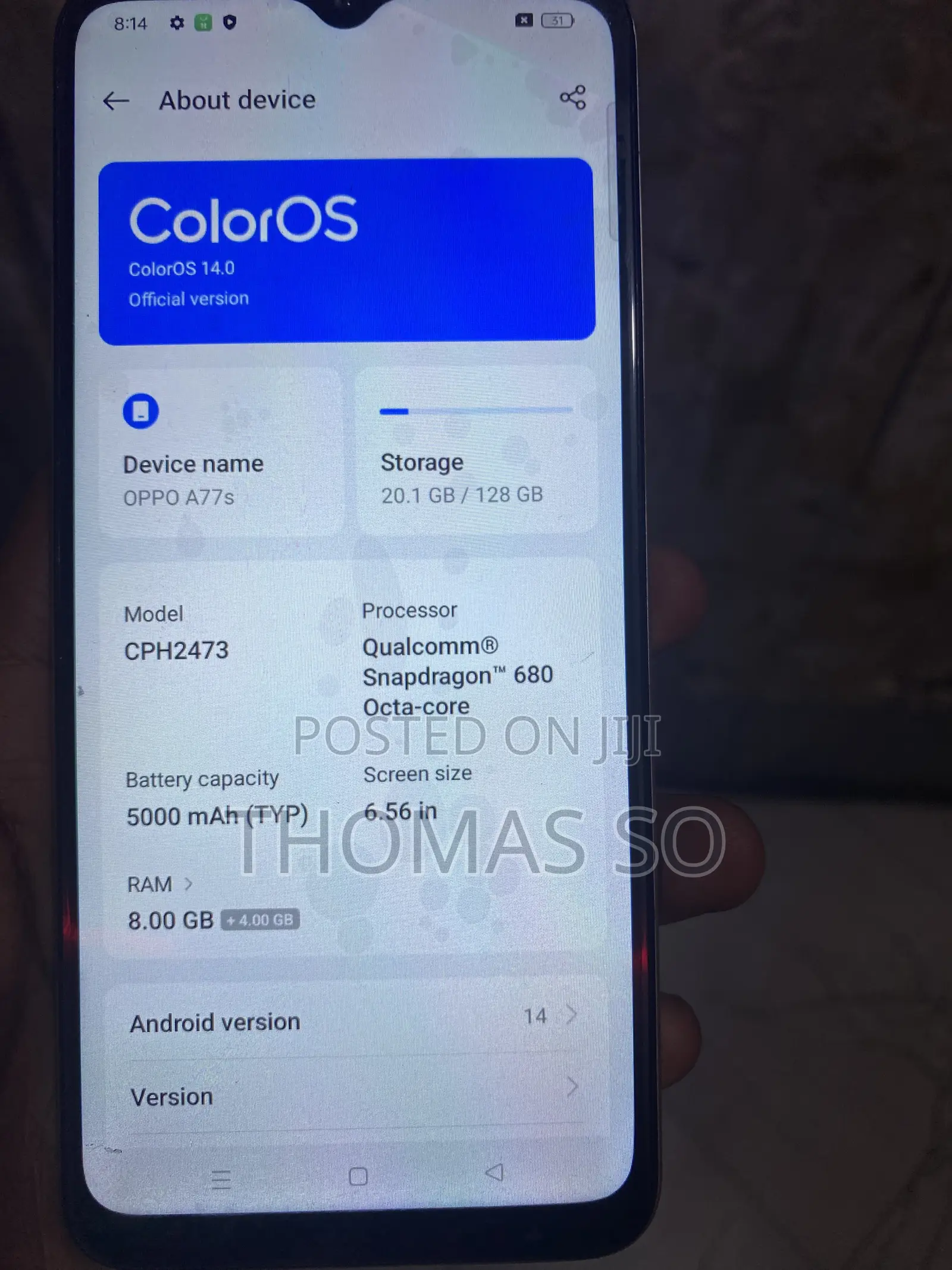 Oppo A77s 128 GB Orange
