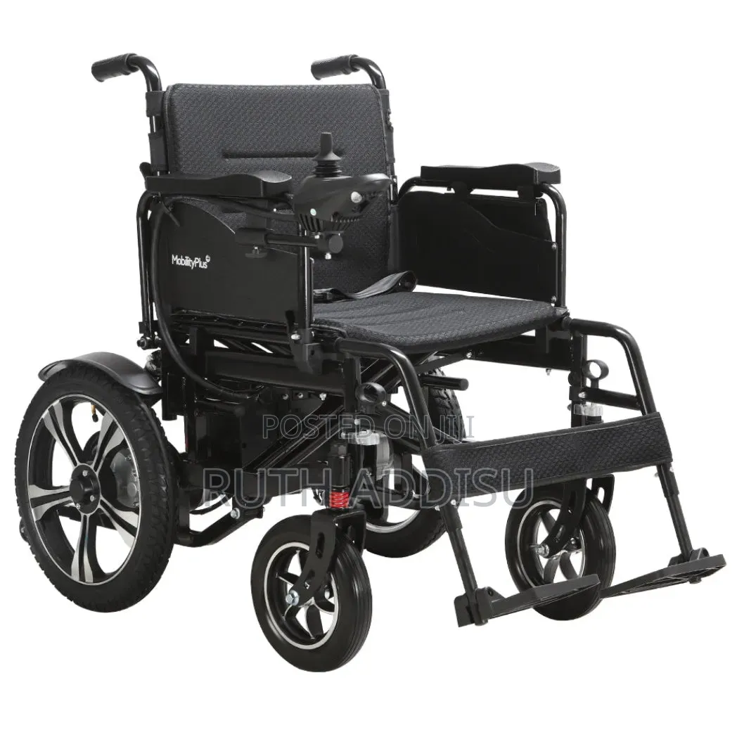 This Is a Foldable, Electric Wheelchair Featuring a Joystick Contro