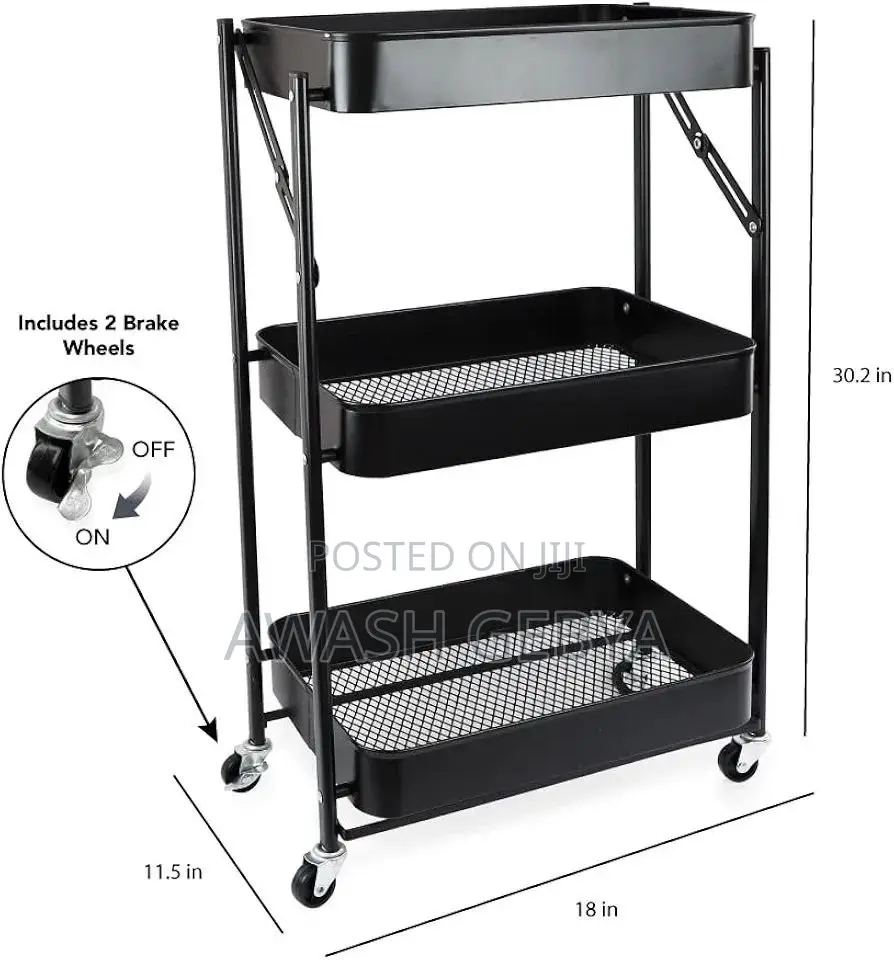 3 Layer Stainless Still Moveable Cart