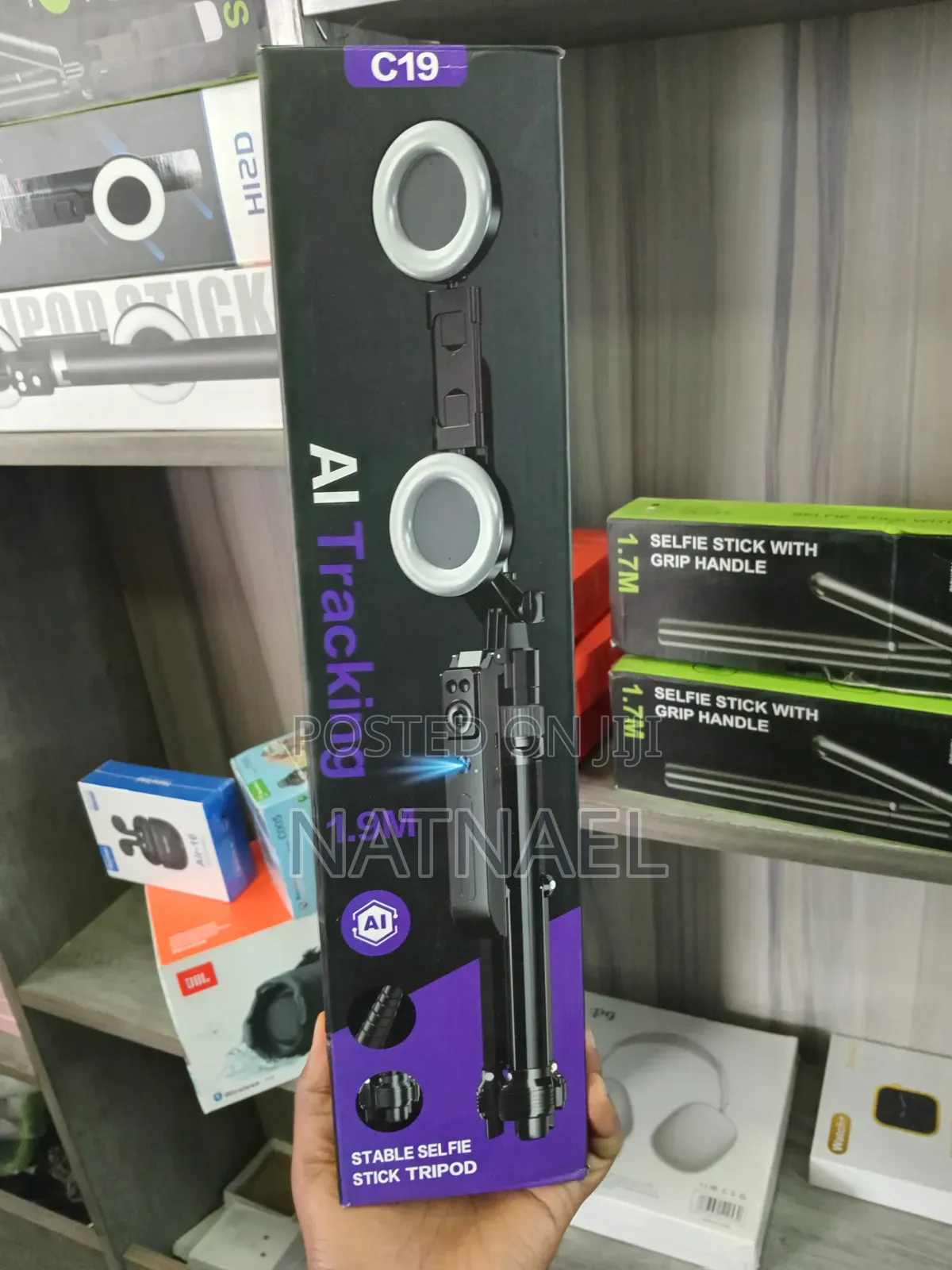C19 Ai Tracking Stable Selfie Tripod With Dual Ring Lights