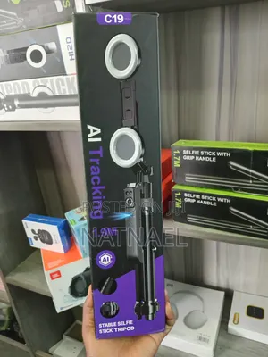C19 Ai Tracking Stable Selfie Tripod With Dual Ring Lights